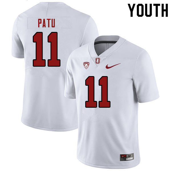 Youth #11 Ari Patu Stanford Cardinal College Football Jerseys Sale-White - Click Image to Close